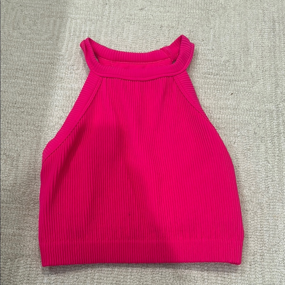 Aerie Pink Fitted Crop Tank Top